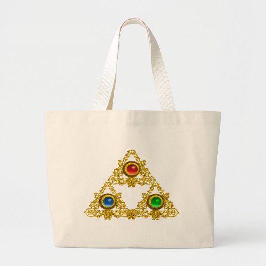 MAGIC ELFIC TALISMAN/GOLD TRIANGY MET GEMSTONES GROTE TOTE BAG (Voorkant)