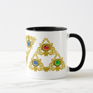 MAGIC ELFIC TALISMAN/GOLD TRIANGY MET GEMSTONES MOK