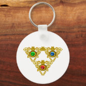 MAGIC ELFIC TALISMAN/GOLD TRIANGY MET GEMSTONES SLEUTELHANGER (Voorkant)