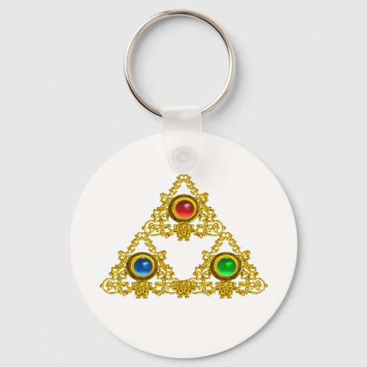MAGIC ELFIC TALISMAN/GOLD TRIANGY MET GEMSTONES SLEUTELHANGER (Voorkant)