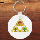 MAGIC ELFIC TALISMAN/GOLD TRIANGY MET GEMSTONES SLEUTELHANGER (Voorkant)