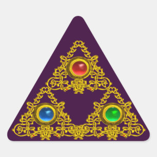 MAGIC ELFIC TALISMAN/GOLD TRIANGY MET GEMSTONES STICKER