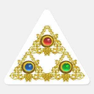 MAGIC ELFIC TALISMAN/GOLD TRIANGY MET GEMSTONES STICKER