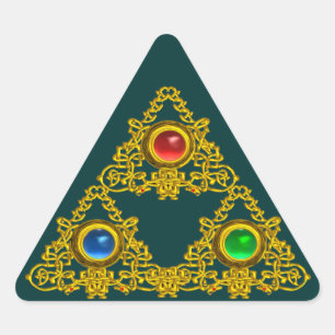 MAGIC ELFIC TALISMAN/GOLD TRIANGY MET GEMSTONES STICKER