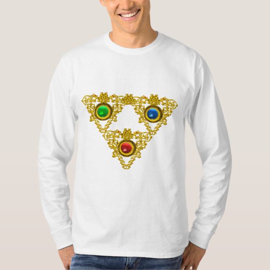 MAGIC ELFIC TALISMAN/GOLD TRIANGY MET GEMSTONES T-SHIRT (Voorkant)