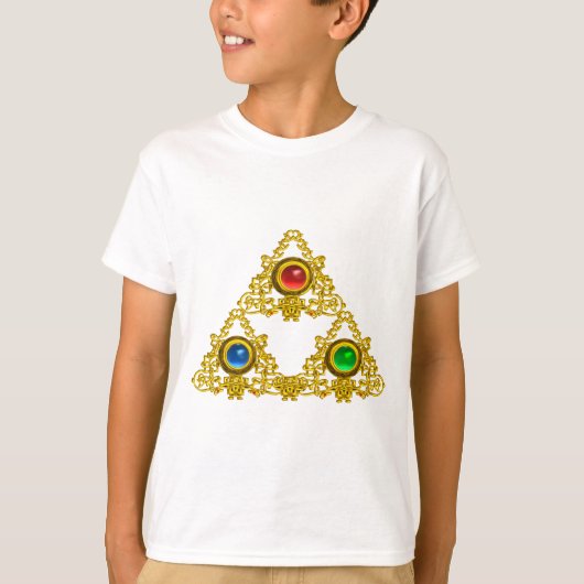 MAGIC ELFIC TALISMAN/GOLD TRIANGY MET GEMSTONES T-SHIRT (Voorkant)