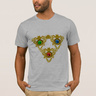 MAGIC ELFIC TALISMAN/GOLD TRIANGY MET GEMSTONES T-SHIRT