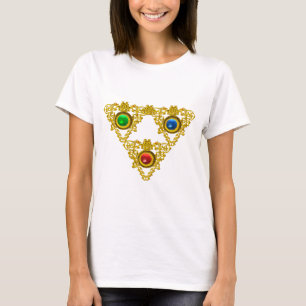 MAGIC ELFIC TALISMAN/GOLD TRIANGY MET GEMSTONES T-SHIRT