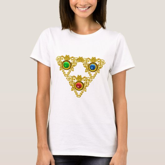 MAGIC ELFIC TALISMAN/GOLD TRIANGY MET GEMSTONES T-SHIRT (Voorkant)