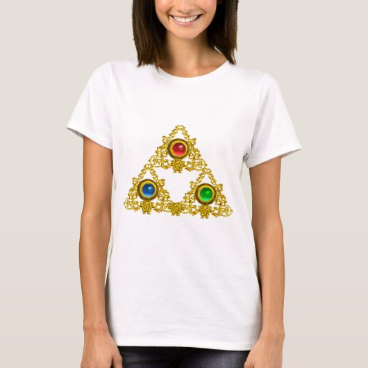 MAGIC ELFIC TALISMAN/GOLD TRIANGY MET GEMSTONES T-SHIRT (Voorkant)