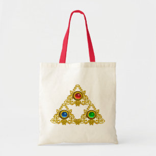 MAGIC ELFIC TALISMAN/GOLD TRIANGY MET GEMSTONES TOTE BAG