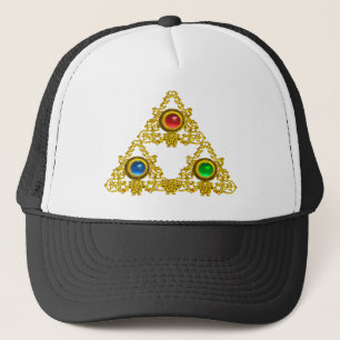MAGIC ELFIC TALISMAN/GOLD TRIANGY MET GEMSTONES TRUCKER PET