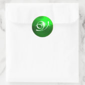 MAGIC EMERALD MONOGRAM heldere, levendige groene Ronde Sticker (Tas)