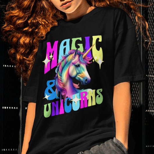 Magic en Eenhoorns Regenboog Kleuren T-shirt