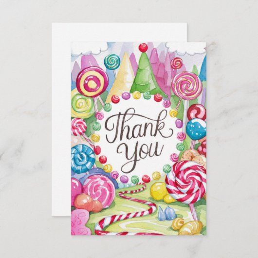 Magic Enchanted Candyland bedankt kaart (Voorkant / Achterkant)