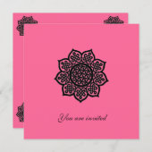 MAGIC EVENT Pink Black Celtic Knot Flower Invite Kaart (Voorkant / Achterkant)