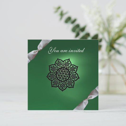 MAGIC EVENT ribbon green champagne Kaart (Staand voorkant)