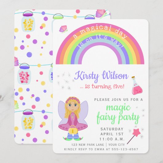 Magic Fairy Party | Viering van de verjaardag van  Kaart (Voorkant / Achterkant)