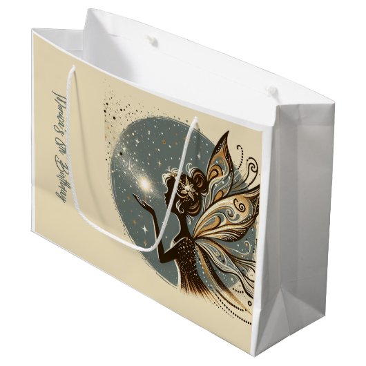 Magic Fairy silhouet kinderverjaardag Groot Cadeauzakje (Voorkant Gekanteld)