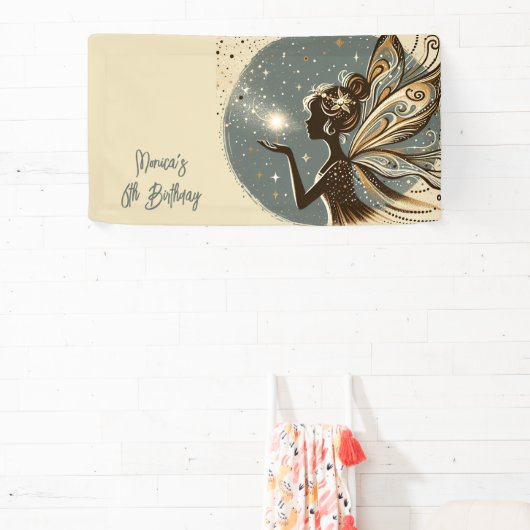 Magic Fairy silhouet kinderverjaardag Spandoek (Insitu)