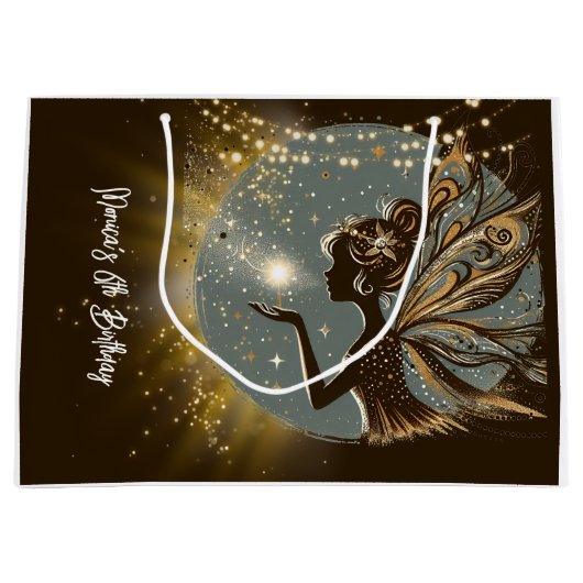 Magic Fairy silhouet 's nachts kinderen verjaardag Groot Cadeauzakje (Voorkant)