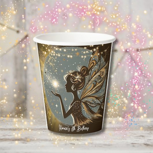 Magic Fairy silhouet 's nachts kinderen verjaardag Papieren Bekers