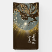 Magic Fairy silhouet 's nachts kinderen verjaardag Spandoek (Verticaal)