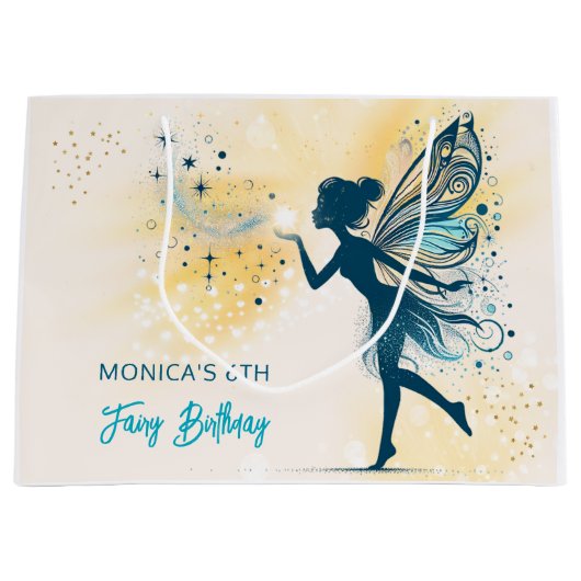 Magic Fairy stof en sterren kinderverjaardag Groot Cadeauzakje (Voorkant)