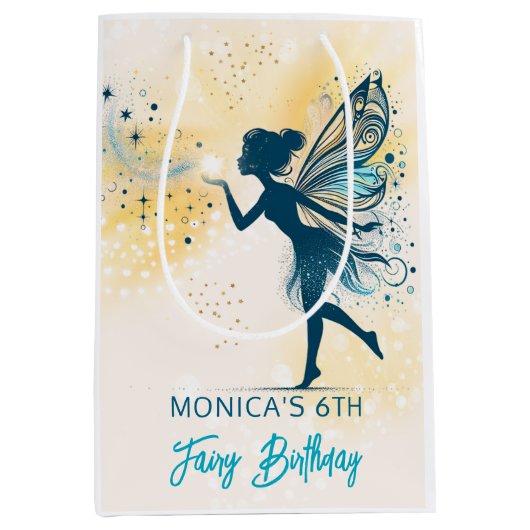 Magic Fairy stof en sterren kinderverjaardag Medium Cadeauzakje (Voorkant)