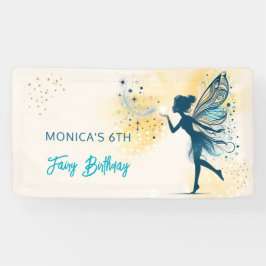 Magic Fairy stof en sterren kinderverjaardag Spandoek