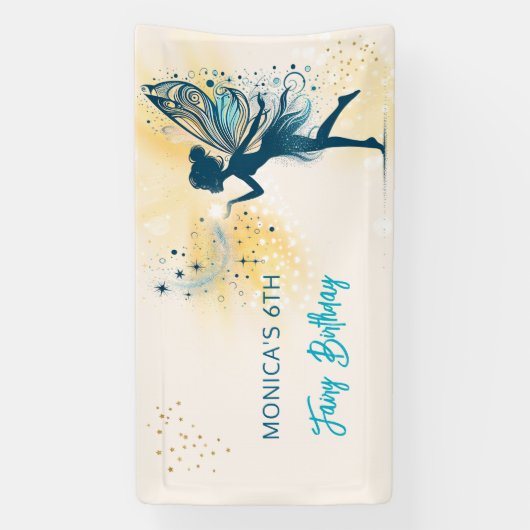 Magic Fairy stof en sterren kinderverjaardag Spandoek (Verticaal)