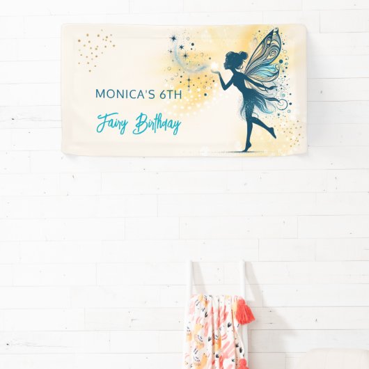 Magic Fairy stof en sterren kinderverjaardag Spandoek (Insitu)