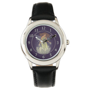 Magic Fairy White Flower Glow Fantasy Art Horloge