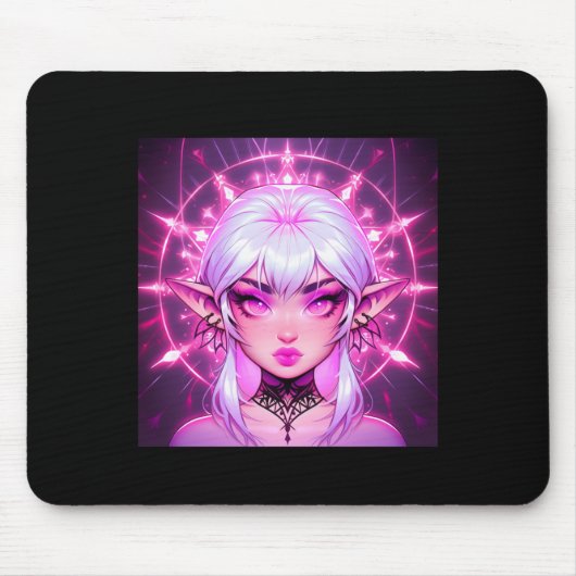 Magic Fantasy Elf Anime Girl Sticker Muismat (Voorkant)