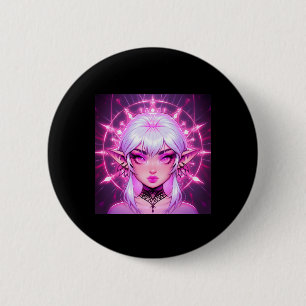 Magic Fantasy Elf Anime Girl Sticker Ronde Button 5,7 Cm