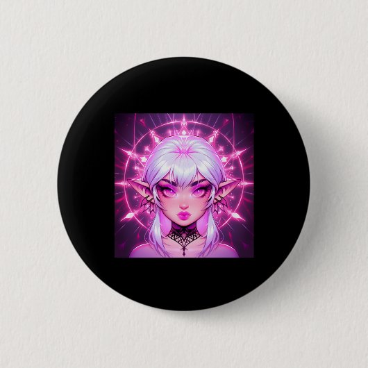 Magic Fantasy Elf Anime Girl Sticker Ronde Button 5,7 Cm (Voorkant)