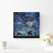 Magic Fantasy Unicorn en Pegasus Clock Vierkante Klok (Huis)