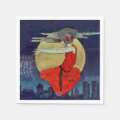 Magic Floating Woman Moon Night Sky Witch Servet (Voorkant)