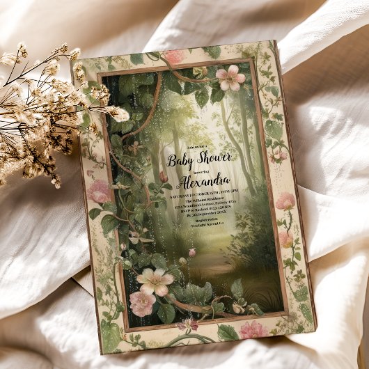 Magic Floral Forest Baby shower Kaart