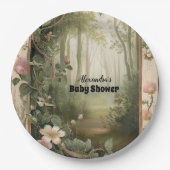Magic Floral Forest Baby shower Papieren Bordje (Voorkant)