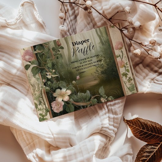 Magic Floral Forest Raffle Diapper Informatiekaartje
