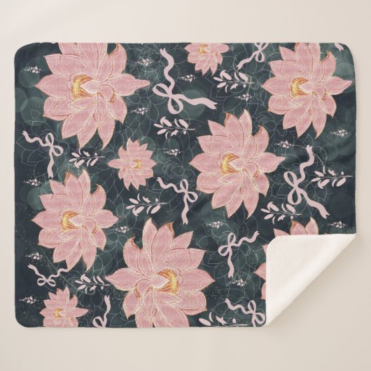 Magic florals with glitter design  sherpa deken (Voorkant (horizontaal))