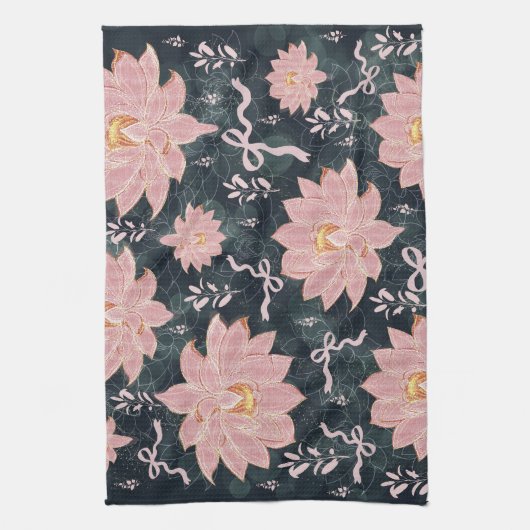 Magic florals with glitter design  theedoek (Verticaal)