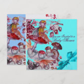 MAGIC FOLLET, MUSHROOMS BLUE RIBBON BABY BOY SHOWE KAART (Voorkant / Achterkant)