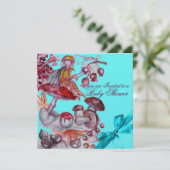 MAGIC FOLLET, MUSHROOMS BLUE RIBBON BABY BOY SHOWE KAART (Staand voorkant)