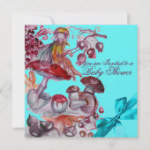 MAGIC FOLLET, MUSHROOMS BLUE RIBBON BABY BOY SHOWE KAART (Voorkant)