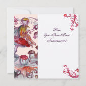 MAGIC FOLLET, MUSHROOMS, PINK BOW BABY GIRL SHOWER KAART (Achterkant)