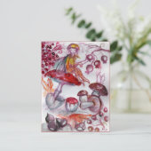 MAGIC FOLLET OF MUSHROOMS Red White Floral Fantasy Briefkaart (Staand voorkant)