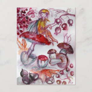MAGIC FOLLET OF MUSHROOMS Red White Floral Fantasy Briefkaart