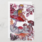 MAGIC FOLLET OF MUSHROOMS Red White Floral Fantasy Briefpapier (Voorkant / Achterkant)